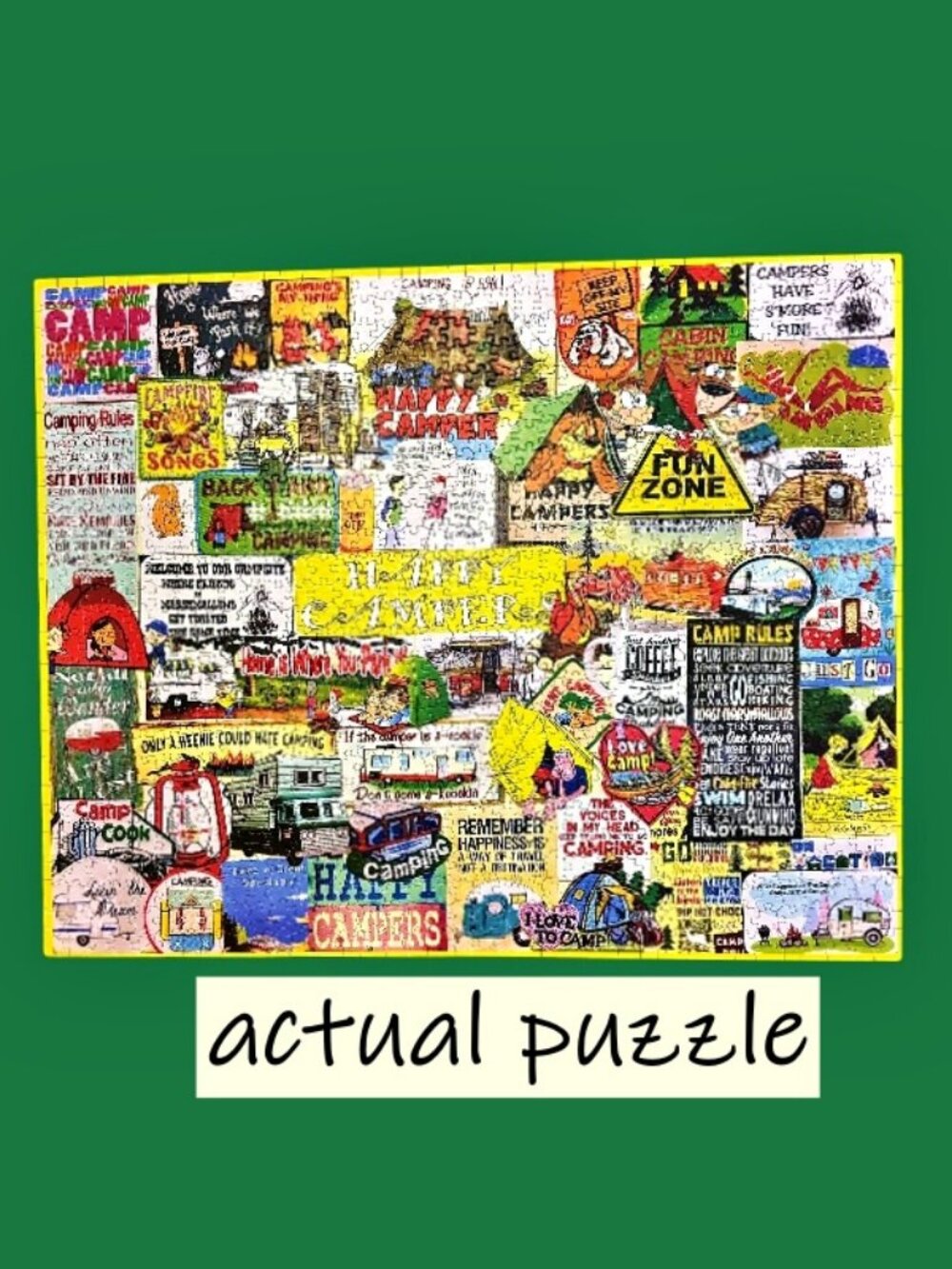 White Mountain Jigsaw Puzzle Larger 1000 Piece I LOVE CAMPING w/Poster COMPLETE!